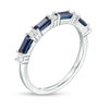 Thumbnail Image 2 of Baguette Lab-Created Blue Sapphire and 1/5 CT. T.W. Diamond Alternating Four Stone Ring in 10K White Gold