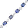 Thumbnail Image 0 of Oval Lab-Created Blue and White Sapphire Cluster Line Bracelet in Sterling Silver - 7.25"