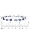 Thumbnail Image 3 of Oval Lab-Created Blue and White Sapphire Cluster Line Bracelet in Sterling Silver - 7.25"