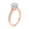 Thumbnail Image 3 of 1 CT. T.W. Certified Diamond Frame Double Row Engagement Ring in 14K Rose Gold (I/SI2)