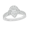 Thumbnail Image 1 of 1 CT. T.W. Pear-Shaped Diamond Frame Vintage-Style Pinched Shank Engagement Ring in 14K White Gold