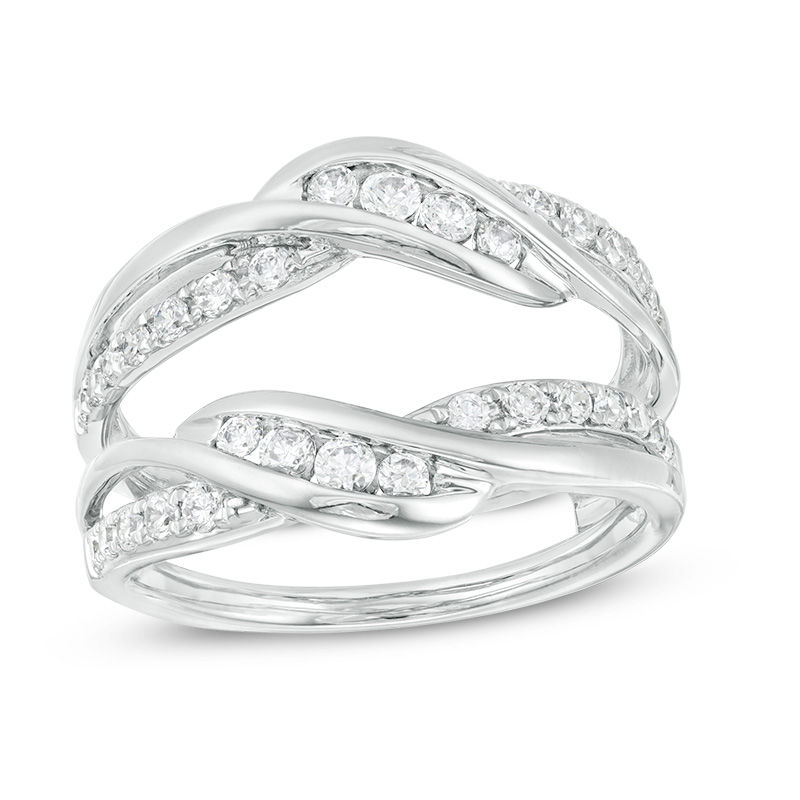 Main Image 1 of 5/8 CT. T.W. Diamond Wavy Solitaire Enhancer in 14K White Gold
