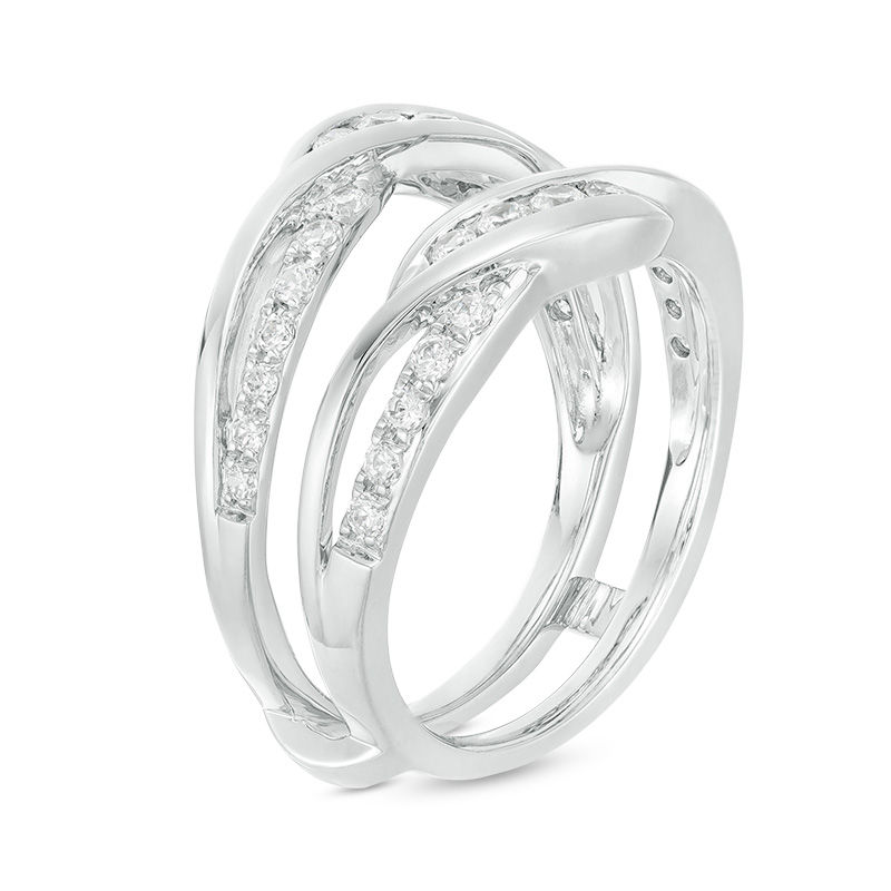 Main Image 2 of 5/8 CT. T.W. Diamond Wavy Solitaire Enhancer in 14K White Gold
