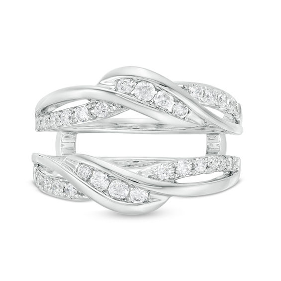 5/8 CT. T.w. Diamond Wavy Solitaire Enhancer in 14K White Gold