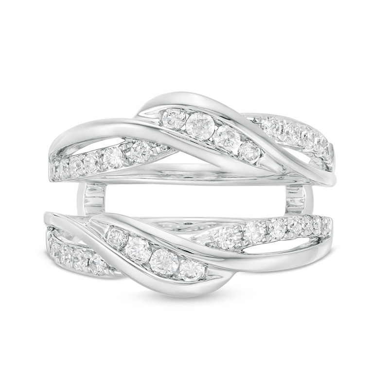 Main Image 3 of 5/8 CT. T.W. Diamond Wavy Solitaire Enhancer in 14K White Gold