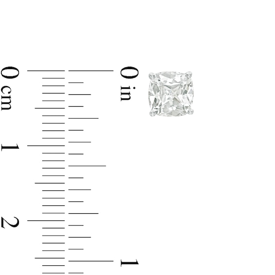 5.0mm Cushion-Cut Lab-Created White Sapphire Solitaire Stud Earrings in Sterling Silver