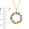 Thumbnail Image 3 of Lab-Created Multi-Color Sapphire, Ruby and Emerald Open Double Circle Pendant in Sterling Silver with 18K Gold Plate