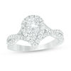 Thumbnail Image 1 of 1-1/4 CT. T.W. Composite Diamond Pear-Shaped Frame Twist Shank Engagement Ring in 14K White Gold
