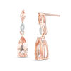 Thumbnail Image 1 of Pear-Shaped and Marquise Morganite with Diamond Accent Vintage-Style Double Drop Earrings in 10K Rose Gold
