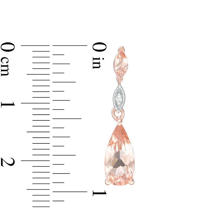 Main Image 3 of Pear-Shaped and Marquise Morganite with Diamond Accent Vintage-Style Double Drop Earrings in 10K Rose Gold