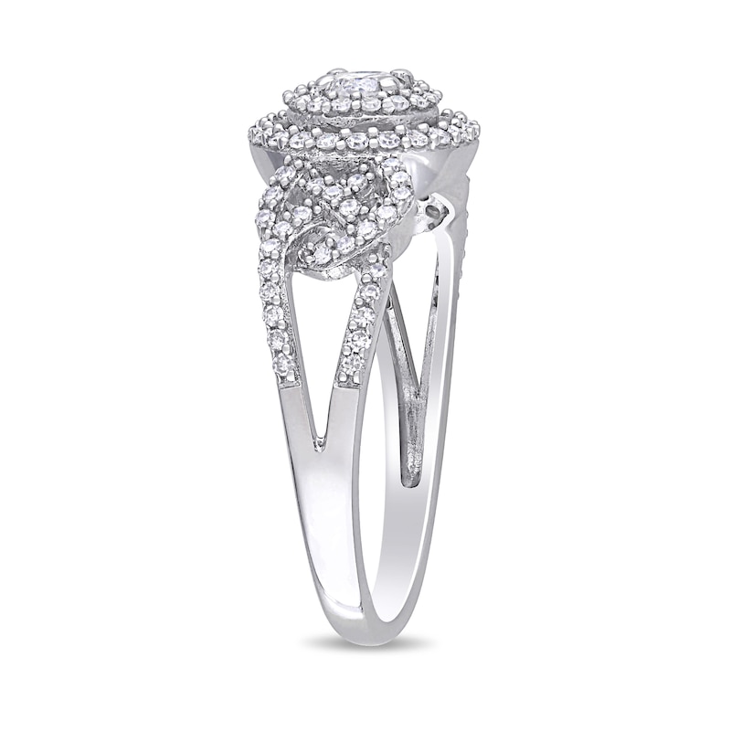 1/2 CT. T.W. Diamond Double Frame Knot-Sides Engagement Ring in 10K White Gold