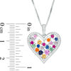 Thumbnail Image 3 of Lab-Created Multi-Color Sapphire and Ruby Scatter Heart Drop Pendant in Sterling Silver