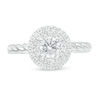 Thumbnail Image 3 of 3/4 CT. T.W. Diamond Double Frame Rope Shank Engagement Ring in Platinum (I/SI2)