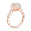 3/4 CT. T.W. Oval Composite Diamond Cushion Frame Vintage-Style Engagement Ring in 10K Rose Gold