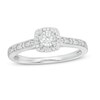 Thumbnail Image 1 of 1/4 CT. T.W. Baguette and Round Diamond Cushion Frame Vintage-Style Promise Ring in 10K White Gold