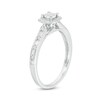 Thumbnail Image 3 of 1/4 CT. T.W. Baguette and Round Diamond Cushion Frame Vintage-Style Promise Ring in 10K White Gold