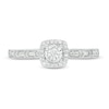 Thumbnail Image 4 of 1/4 CT. T.W. Baguette and Round Diamond Cushion Frame Vintage-Style Promise Ring in 10K White Gold