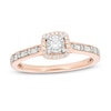 Thumbnail Image 1 of 1/4 CT. T.W. Baguette and Round Diamond Cushion Frame Vintage-Style Promise Ring in 10K Rose Gold