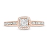 Thumbnail Image 4 of 1/4 CT. T.W. Baguette and Round Diamond Cushion Frame Vintage-Style Promise Ring in 10K Rose Gold