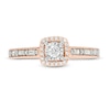 Thumbnail Image 3 of 1/4 CT. T.W. Baguette and Round Diamond Cushion Frame Vintage-Style Promise Ring in 10K Rose Gold