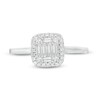 1/4 CT. T.W. Baguette and Round Diamond Cushion Frame Promise Ring in 10K White Gold