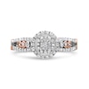 Thumbnail Image 1 of 3/8 CT. T.W. Diamond Double Frame Split Shank Engagement Ring in Sterling Silver with 14K Rose Gold Plate