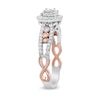 Thumbnail Image 2 of 3/8 CT. T.W. Diamond Double Frame Split Shank Engagement Ring in Sterling Silver with 14K Rose Gold Plate
