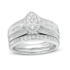 Thumbnail Image 1 of 1/2 CT. T.W. Marquise Composite Diamond Frame Bridal Set in Sterling Silver