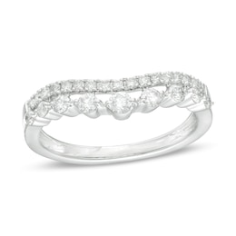 1/2 CT. T.W. Certified Diamond Double Row Contour Anniversary Band in 14K White Gold (H/I1)