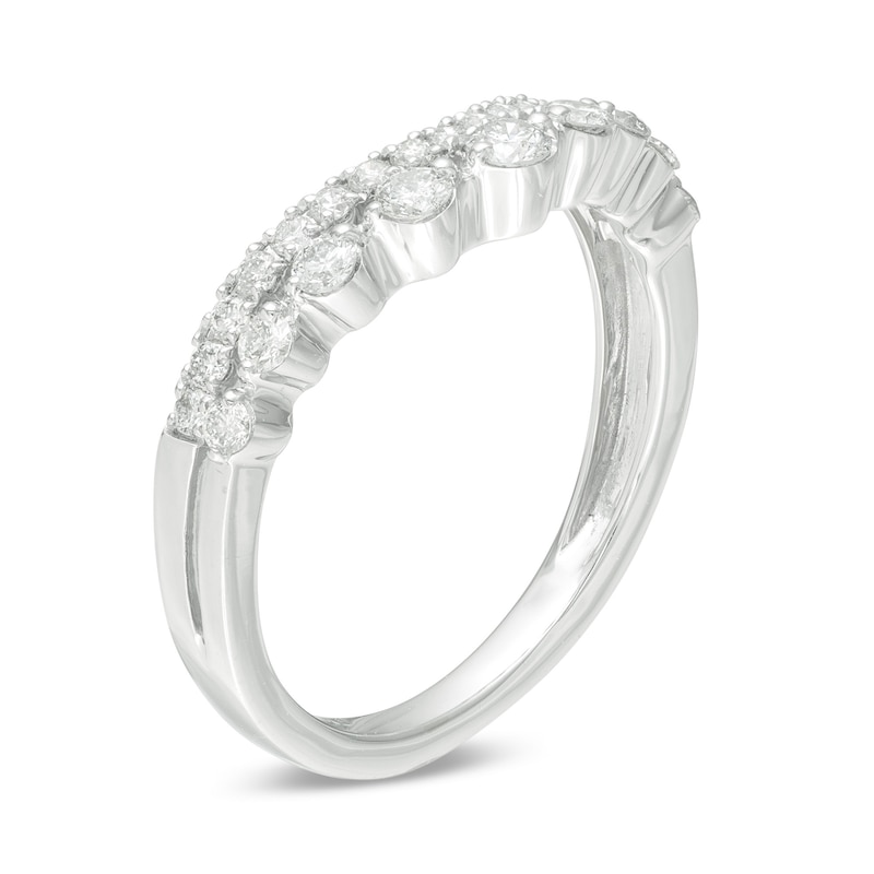 1/2 CT. T.W. Certified Diamond Double Row Contour Anniversary Band in 14K White Gold (H/I1)