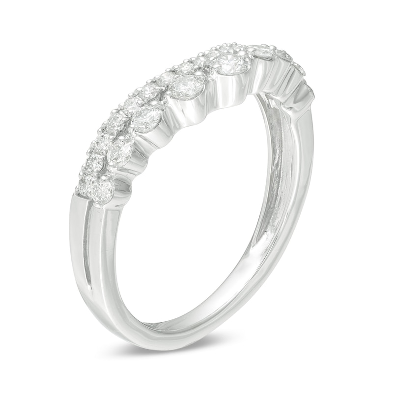 Main Image 3 of 1/2 CT. T.W. Certified Diamond Double Row Contour Anniversary Band in 14K White Gold (H/I1)