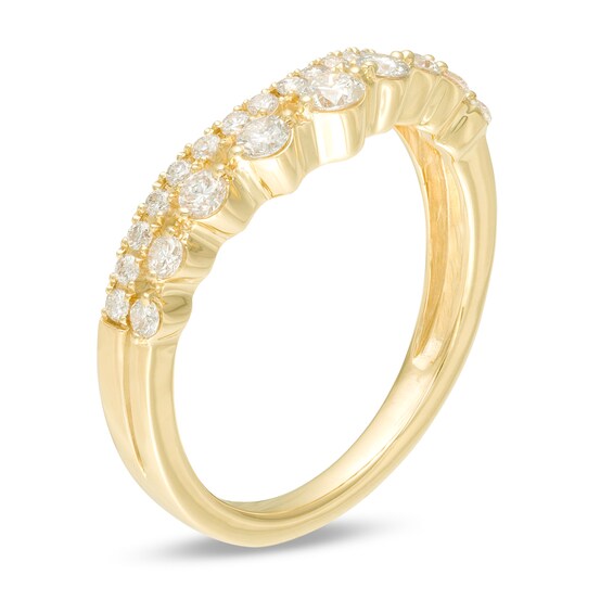 1/2 CT. T.w. Certified Diamond Double Row Contour Anniversary Band in 14K Gold (H/I1)