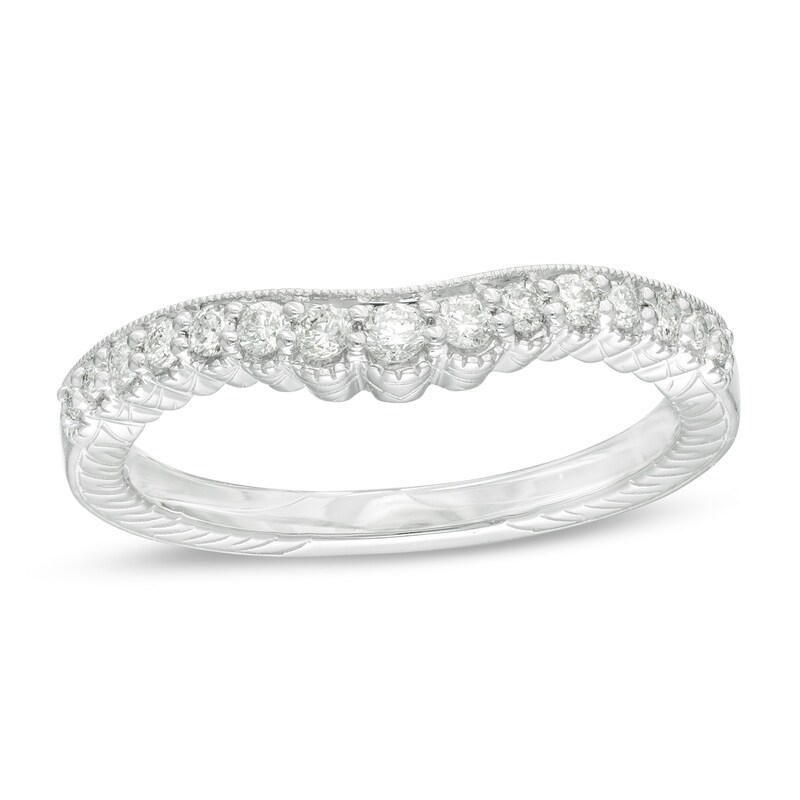 1/4 CT. T.W. Certified Diamond Vintage-Style Contour Anniversary Band in 14K White Gold (H/I1)