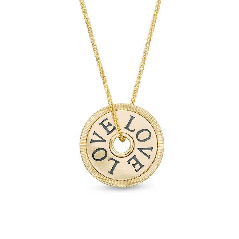 Main Image 1 of Vera Wang Love Collection 15.0mm "LOVE" Token Pendant in 10K Gold - 19"