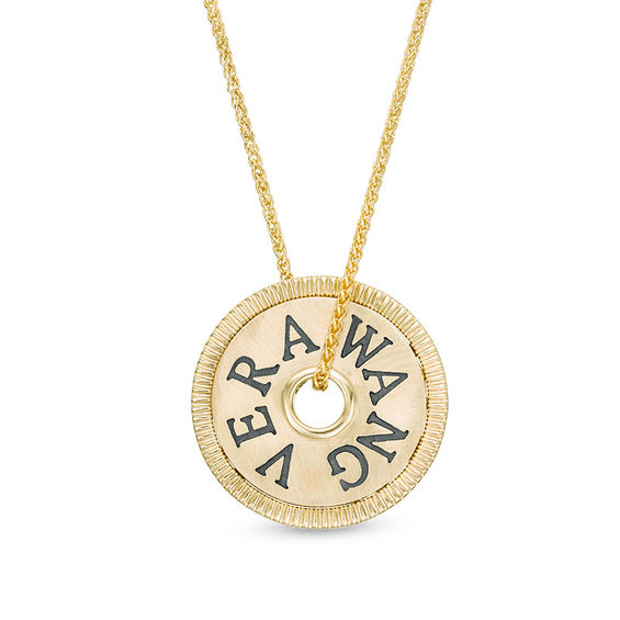 Vera Wang Love Collection 15.0mm "Love" Token Pendant in 10K Gold - 19"
