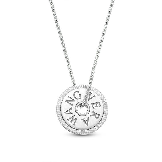 Vera Wang Love Collection 1/10 CT. T.w. Diamond 15.0mm "Love" Token Pendant in Sterling Silver - 19"