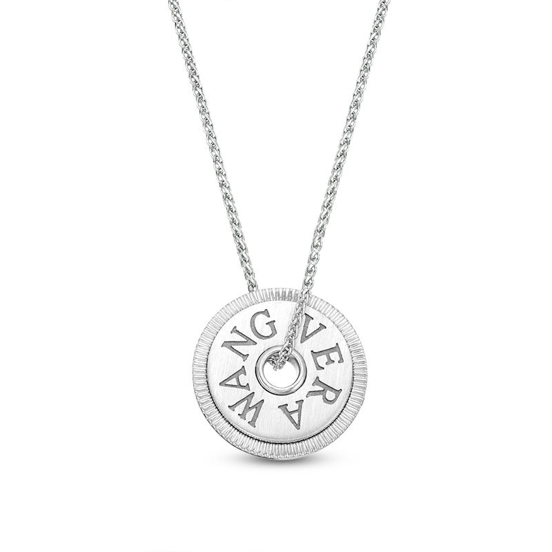 Main Image 2 of Vera Wang Love Collection 1/10 CT. T.W. Diamond 15.0mm "LOVE" Token Pendant in Sterling Silver - 19"