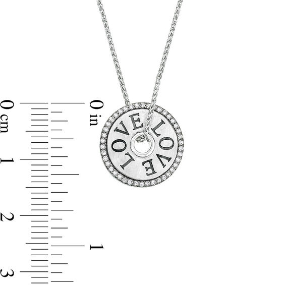 Vera Wang Love Collection 1/10 CT. T.w. Diamond 15.0mm "Love" Token Pendant in Sterling Silver - 19"