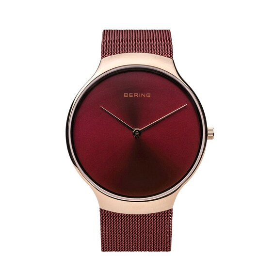 Men's Bering Charity Limited Edition Rose-Tone Mesh Watch with Red Dial (Model: 13338-CHARITY) Men's Bering Charity Limited Edition Rose-Tone Mesh Watch with Red Dial (Model: 13338-CHARITY)