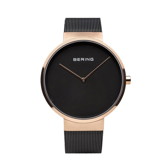 Men's Bering Classic Rose-Tone Black IP Mesh Watch with Black Dial (Model: 14539-166) Men's Bering Classic Rose-Tone Black IP Mesh Watch with Black Dial (Model: 14539-166)