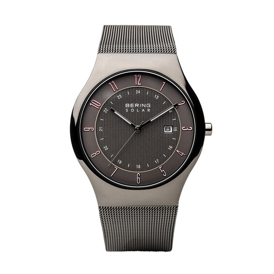 Men's Bering Slim Solar Mesh Watch with Grey Dial (Model: 14640-077) Men's Bering Slim Solar Mesh Watch with Grey Dial (Model: 14640-077)