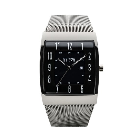 Men's Bering Slim Solar Tank Mesh Watch with Square Black Dial (Model: 16433-002) Men's Bering Slim Solar Tank Mesh Watch with Square Black Dial (Model: 16433-002)