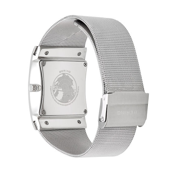 Men's Bering Slim Solar Tank Mesh Watch with Square Black Dial (Model: 16433-002) Men's Bering Slim Solar Tank Mesh Watch with Square Black Dial (Model: 16433-002)
