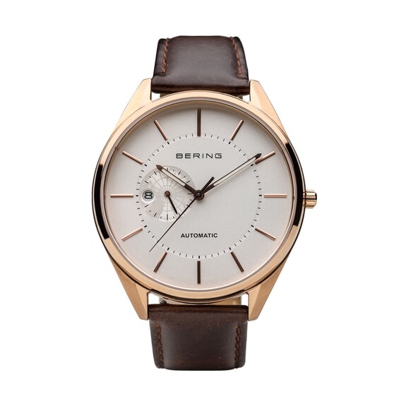 Men's Bering Automatic Rose-Tone Strap Watch with White Dial (Model: 16243-564) Men's Bering Automatic Rose-Tone Strap Watch with White Dial (Model: 16243-564)