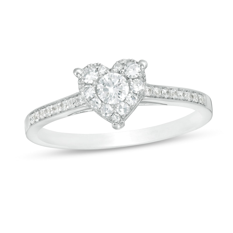 Main Image 1 of 1/3 C. T.W. Diamond Heart-Shape Frame Engagement Ring in 14K White Gold
