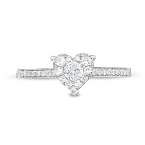 1/3 C. T.w. Diamond Heart-Shape Frame Engagement Ring in 14K White Gold