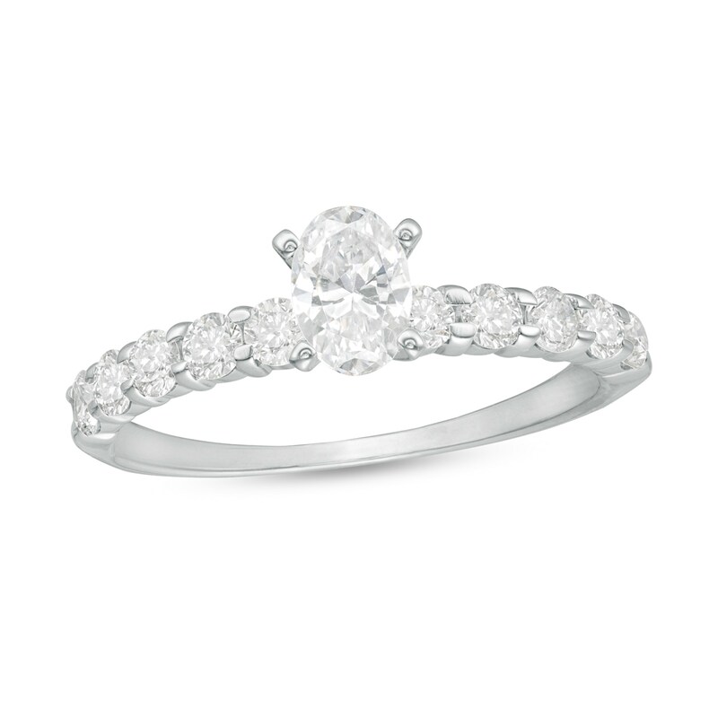 Main Image 1 of 1 CT. T.W. Oval Diamond Engagement Ring in 14K White Gold