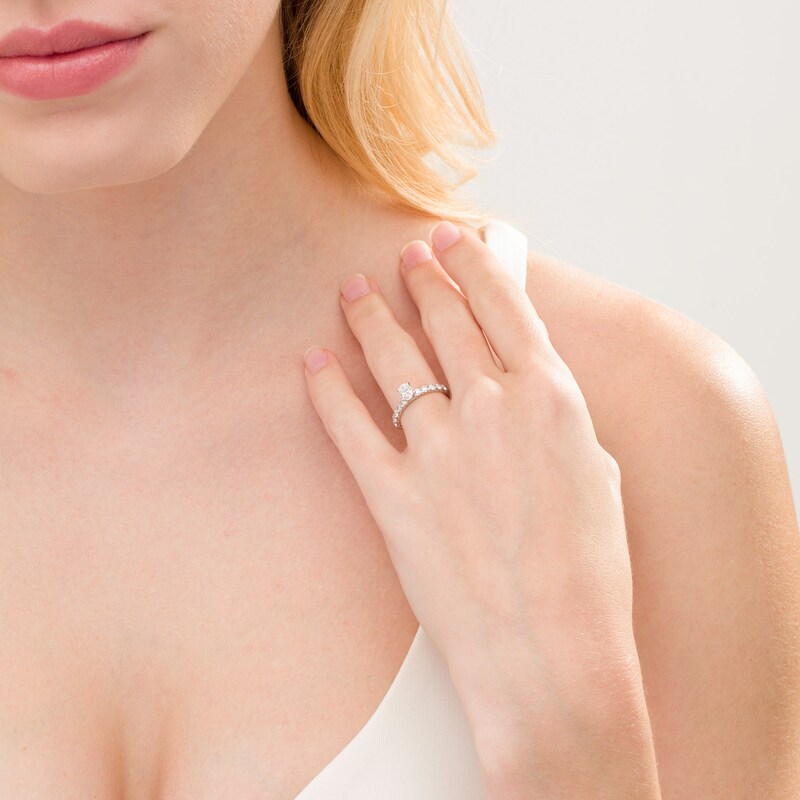 Main Image 2 of 1 CT. T.W. Oval Diamond Engagement Ring in 14K White Gold