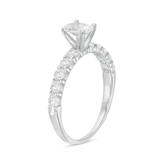 1 CT. T.w. Oval Diamond Engagement Ring in 14K White Gold