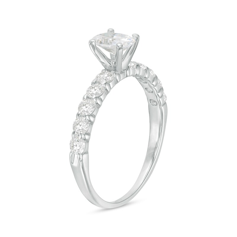 Main Image 3 of 1 CT. T.W. Oval Diamond Engagement Ring in 14K White Gold
